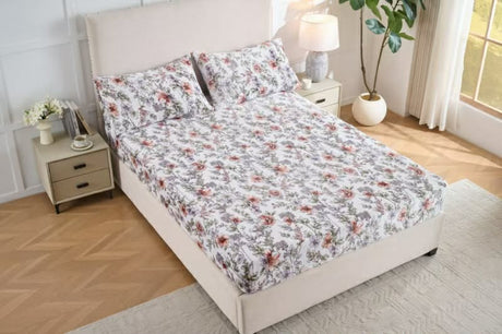 Fleece Flannel Bedsheet Set – Ultra Soft Floral Print | King, Queen & Twin Sizes | Deep Pocket Fitted Sheet