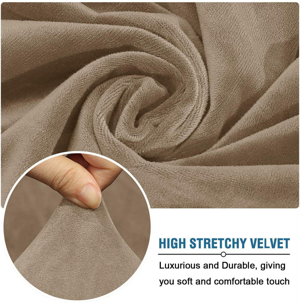 Beige Stretch Sofa Cover Set (1+2+3 Seater) – Soft Elastic Slipcovers – Washable Anti-Slip Couch Covers for Living Room