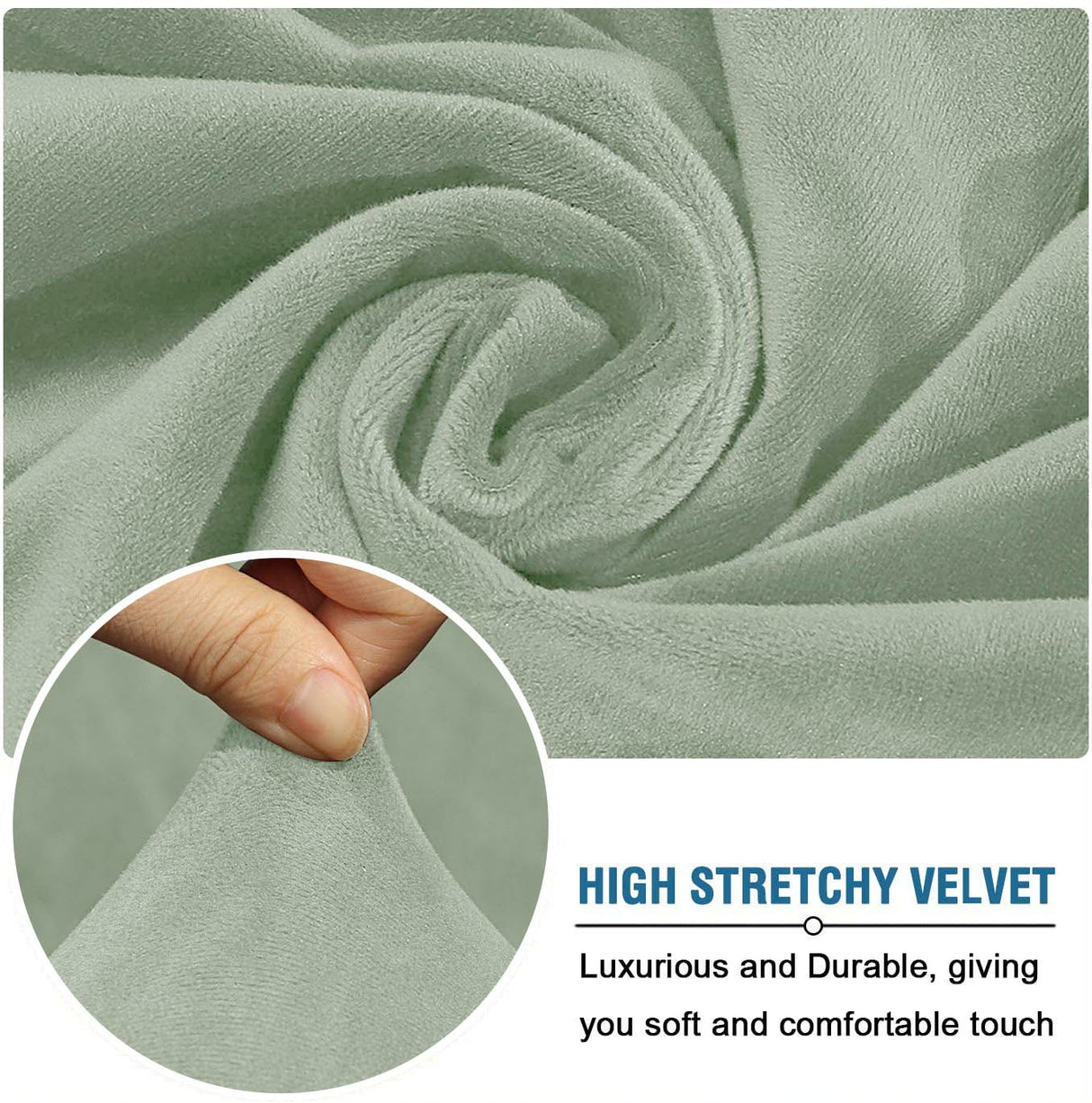 Sage Green Stretch Sofa Cover Set (1+2+3 Seater) – Soft Elastic Couch Covers – Washable, Anti-Slip Furniture Protector