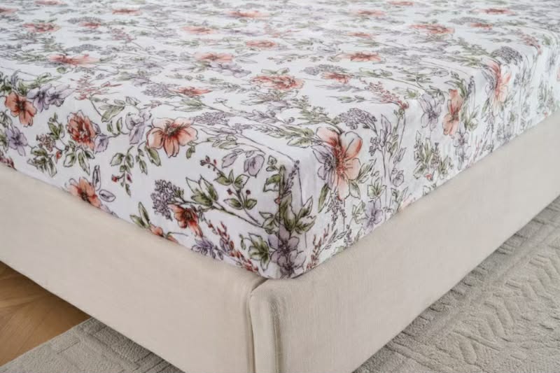 Fleece Flannel Bedsheet Set – Ultra Soft Floral Print | King, Queen & Twin Sizes | Deep Pocket Fitted Sheet