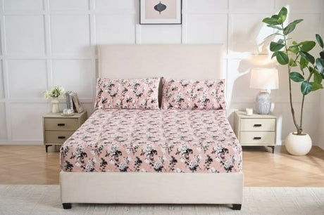 Soft Fleece Flannel Bedsheet Set – Warm, Deep Pocket, Modern Leaf Design Bedding (King/Queen/Twin)