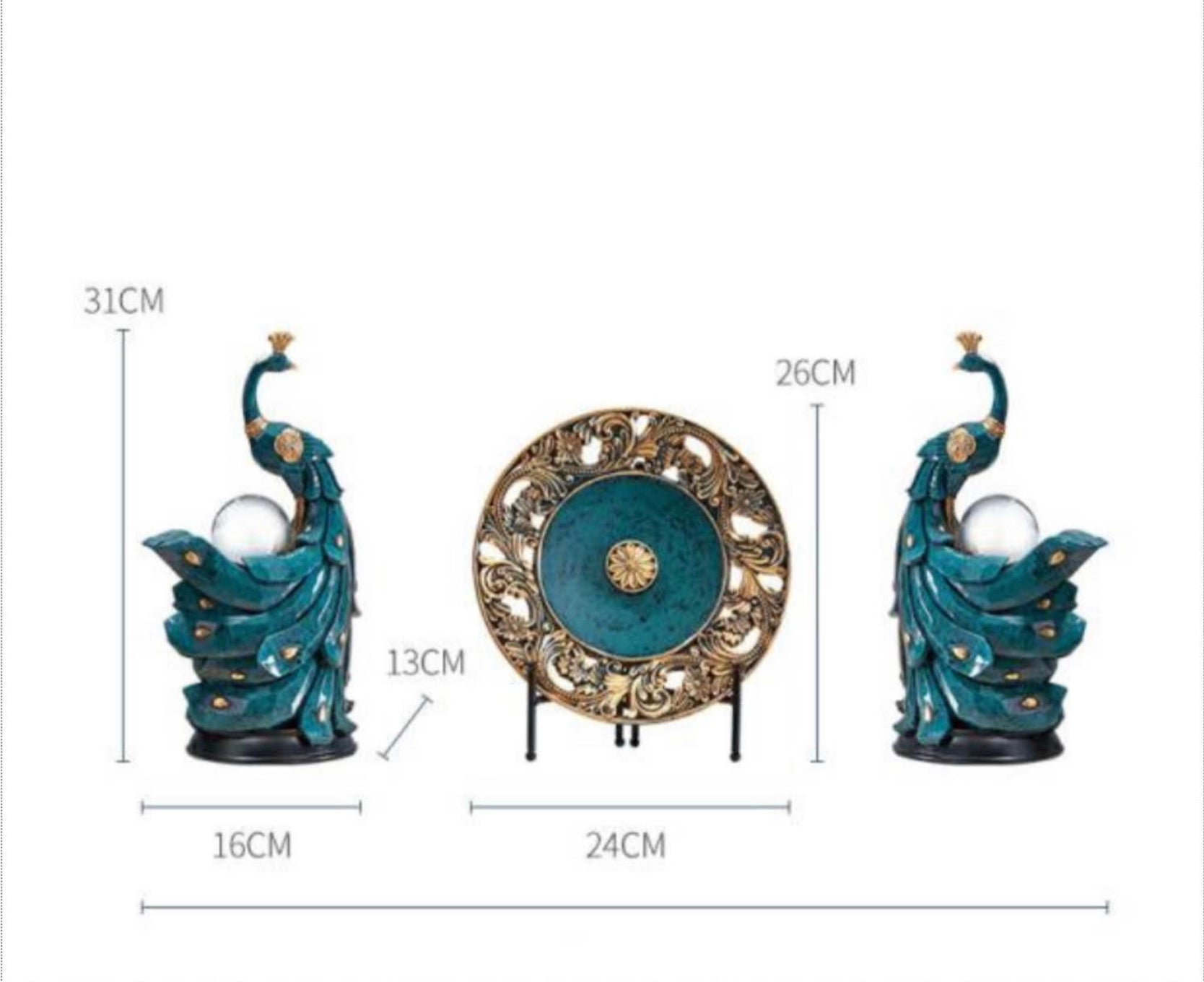 3 Pc Resin Peacock Decor Set, Housewarming gift collection – Akal Sales