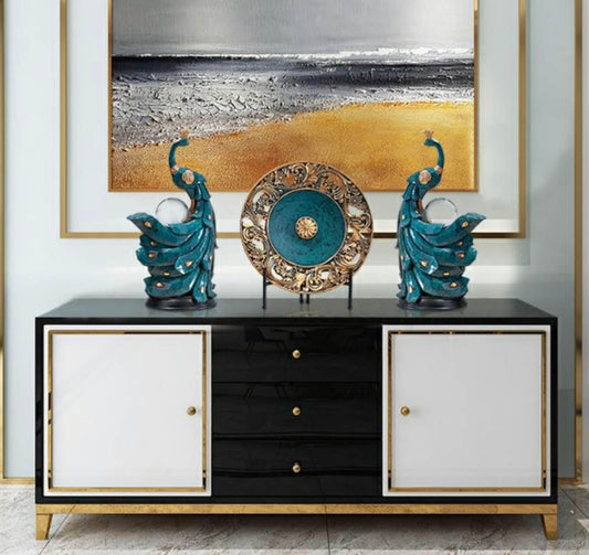 3 Pc Resin Peacock Decor Set, Housewarming gift collection
